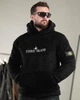 Мужское демисезонное худи Stone Island плюшевое 4XL черное (94817) - изображение 2
