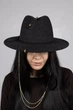 Шляпа федора шерстяная с золотистыми аксессуарами D.Hats цвет черный - изображение 1