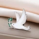 Значок из стали BROCHE брошь бижутерия Птицы Голубь с оливковой веткой серебристый BRGV115207 - изображение 4