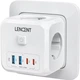 Зарядний пристрій для телефону Lencent трійник на 3 розетки з двома USB і Type C мережевий розгалужувач - зображення 1