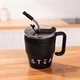 Термочашка с ручкой для горячих и холодных напитков с трубочкой Coffee & Tea Объемом 480 мл термокружка из нержавеющей стали с двойным открыванием 10 x 7.5 см Черный - изображение 2