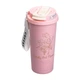 Термочашка для гарячих та холодних напоїв із трубочкою та ремінцем Flower Style Об'ємом 500 мл термокухоль із нержавіючої сталі із подвійним відкриваннями 19 x 8 см Рожевий - зображення 2