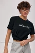 Однотонна футболка з вишитим написом колір чорний ONE SIZE FL_002929 - зображення 5
