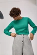 Трикотажный лонгслив в мелкий рубчик Lurex Изумрудный L (52880) - изображение 5