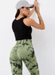 Женские лосины с эффектом push-up и высокой посадкой спортивные бесшовные пуш ап мраморные тай дай оливковый L (70199) - изображение 4