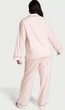 Піжама фланелева Victoria's Secret Victoria's Secret Flannel Long Pajama Set рожева з білим смужка з золотою ниткою XL - изображение 2