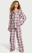 Піжама фланелева Victoria's Secret Victoria's Secret Flannel Long Pajama Set рожева з чорним клітинка із сріблястою ниткою XS - изображение 1