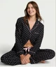 Піжама фланелева Victoria's Secret Victoria's Secret Flannel Long Pajama Set чорна в рожевий горошок L - изображение 1
