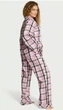 Піжама фланелева Victoria's Secret Victoria's Secret Flannel Long Pajama Set рожева з чорним клітинка із сріблястою ниткою XS - изображение 3