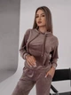 Женский велюровый костюм с капюшоном кофейного цвета 36413 42/44 - изображение 3