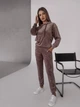 Женский велюровый костюм с капюшоном кофейного цвета 36413 42/44 - изображение 4