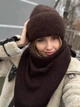 Комплект жіночий шапка в'язана і бактус-хустка Zefur One size шоколадний - зображення 1