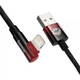 Кабель Baseus MVP 2 Elbow-shaped USB 2.0 to Lightning 2.4A Fast Charging 1m Black/Red (CAVP000020) - зображення 3