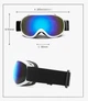 Маска лыжная REVO Двойное стекло / Горнолыжные очки защита UV400 Зеркальное стекло, черная оправа, черный ремешок - изображение 8