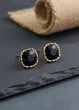 Сережки гвоздики жіночі з квадратним чорним каменем Fashion Jewelry Золотисті 18921 - зображення 1