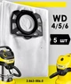 Флісовий мішок для пилесоса Karcher WD 4/5/6 , MV 4, SE 4001(2.863-006.0) , Керхер wd4, wd5, wd6, 5 шт - зображення 1