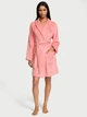 Женский халат Victoria’s Secret Short Cozy Robe Fleece Pink Logo (персиковый, размер M/L) - изображение 1