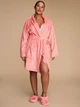 Женский халат Victoria’s Secret Short Cozy Robe Fleece Pink Logo (персиковый, размер M/L) - изображение 4