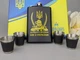 Подарунковий набір фляга 270 мл з 4 чарками гравірування добрий вечір ми з україни Чорний - зображення 1