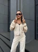 Женский мягкий велюровый костюм с капюшоном бежевый 42/44 - изображение 4