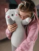 Мягкая игрушка кот длинной 90 см подушка-обнимашка из антиаллергенного искусственного велюра серый - изображение 2