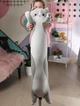 Мягкая игрушка кот длинной 90 см подушка-обнимашка из антиаллергенного искусственного велюра серый - изображение 3