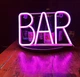 Портативная декоративная неоновая вывеска "BAR" розовая на батарейках/USB 29*14.5*2 см - изображение 2