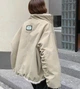Бежевая двусторонняя зимняя женская куртка oversize широкого кроя теплая М - изображение 2