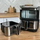 Аерогриль Rainberg RB 2331 4800W аерофрітюрниця безмасляна для приготування без олії з 2 чашами 7,5+7,5 л та сенсорним керуванням Срібляста з чорним - зображення 2