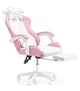Dziecięcy fotel gamingowy Hedo 100004 z wysuwanym podnóżkiem z masażem Różowe (5904041164262) - obraz 2