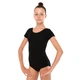 Купальник гимнастический черный с коротким рукавом из хлопка Alema Sport 11-21 для танцев и гимнастики рост 140см - изображение 3