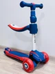 Дитячий самокат Maraton Flex Red-Blue 2 в 1 триколісний складаний толокар прогулянковий самокат для дітей регульоване сидіння PU поліуретанові колеса заднє ножне гальмо легкий та стійкий - зображення 2