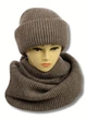 Женский вязаный комплект шапка + хомут Анжелика (One-Size) Коричневый - изображение 2