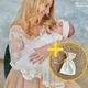 Костюм для крещения девочки Мамине Сонечко Корона маленькая плюс золото 62 велюр молоко + мешочек для первых волосиков в подарок (11218-1) - изображение 1