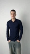 Поло чоловіче з довгим рукавом трикотаж синє, 2XL;3XL - изображение 1