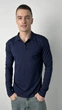 Поло чоловіче з довгим рукавом трикотаж синє, 2XL;3XL - изображение 2