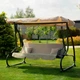 Садовая качель Virgo Relax Plus Beige с навесом и функцией шезлонга, для сада и террасы - изображение 2