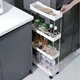 Складна мобільна етажерка на колесах 4 рівня з ПП для кухні та ванної 91,5×37×12 см, біла - зображення 2