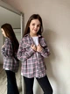 Рубашка для девочки подростковая детская в клетку сорочка оверсайз из фланели хлопковая байковая с длинным рукавом IRmAS 1333 рост размер 140 серая - изображение 2