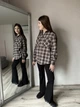 Рубашка для девочки подростковая детская в клетку сорочка оверсайз из фланели хлопковая байковая с длинным рукавом IRmAS 1331 рост размер 140 коричневая шоколадная - изображение 10