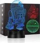 3D Нічник Star Wars 3-в-1: Смертельна Зірка, R2-D2, Сокіл Тисячоліття — 16 кольорів , Пульт ДУ , живлення USB або батарейки - зображення 1