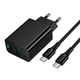 Адаптер сетевой HOCO C to C cable Leader charger set CS95A |1USB/1Type-C, PD/QC, 30W/3A| Black - изображение 6