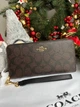 Гаманець чорний коричневий Long Zip Around Wallet With Detachable Card Case In Signature Canvas натуральна шкіра + подарункове пакування - изображение 2