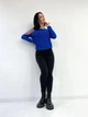Трикотажные женские лосины на меху с карманами теплые зимние 40, Черный - изображение 5