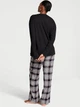 Бавовняна піжама (лонгслів + штани) Victoria's Secret Flannel Short-Sleeve Long Tee-Jama Set S Regular Чорна (2671316D) - изображение 2