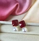 Сережки делікатні підвіски 2.2х1.2 см jewelry Бордові - зображення 1
