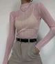 Прозорий у рубчик лонгслів Honey Fashion Accessories XS/S рожевий (50к010) - зображення 1