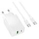 Комплект зарядного устройства Borofone BAS76A оснащен портами Type–C/1USB быстрая зарядка PD/QC 30W кабель Type–C — Type–C 1м White - изображение 1