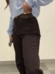 Джинсы wide leg (прямые) коричневые с ремнем 29 - изображение 5