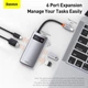 USB-хаб Baseus Metal Gleam Series 6-in-1 Multifunctional Type-C Hub Docking Station Space Gray (CAHUB-CW0G) [75252] - изображение 5